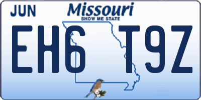 MO license plate EH6T9Z