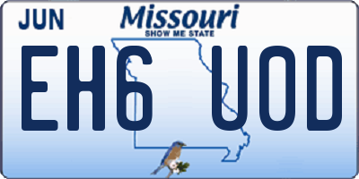 MO license plate EH6U0D