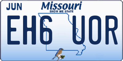MO license plate EH6U0R