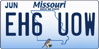 MO license plate EH6U0W