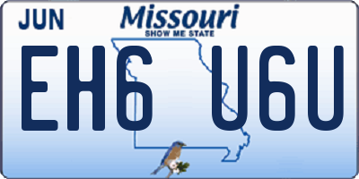 MO license plate EH6U6U