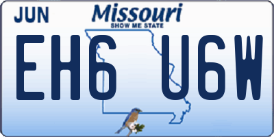 MO license plate EH6U6W