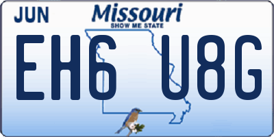 MO license plate EH6U8G