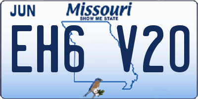 MO license plate EH6V2O