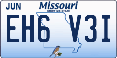 MO license plate EH6V3I