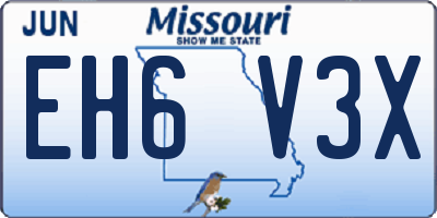 MO license plate EH6V3X