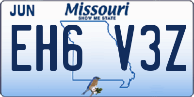MO license plate EH6V3Z