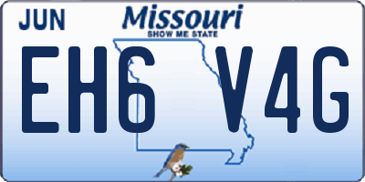 MO license plate EH6V4G