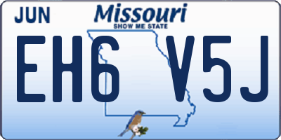 MO license plate EH6V5J