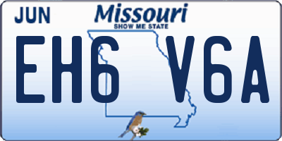 MO license plate EH6V6A