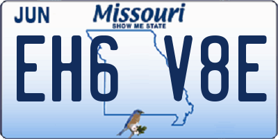 MO license plate EH6V8E