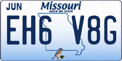 MO license plate EH6V8G