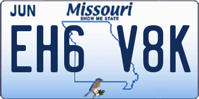 MO license plate EH6V8K