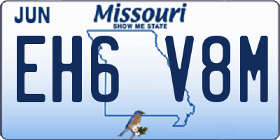 MO license plate EH6V8M