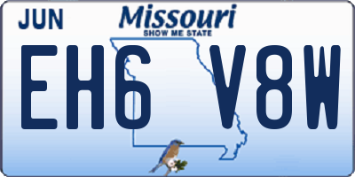 MO license plate EH6V8W