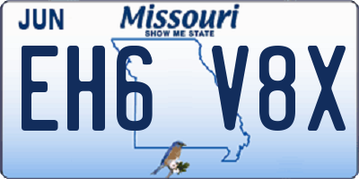 MO license plate EH6V8X