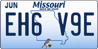 MO license plate EH6V9E