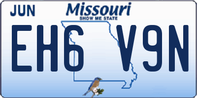 MO license plate EH6V9N