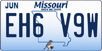 MO license plate EH6V9W
