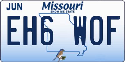 MO license plate EH6W0F
