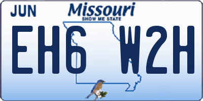 MO license plate EH6W2H