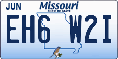 MO license plate EH6W2I