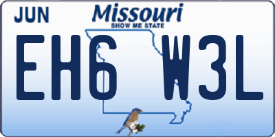 MO license plate EH6W3L