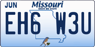 MO license plate EH6W3U