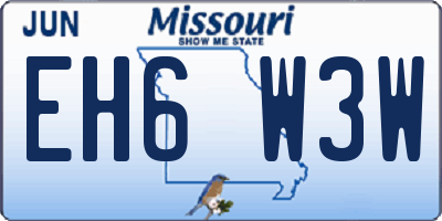 MO license plate EH6W3W