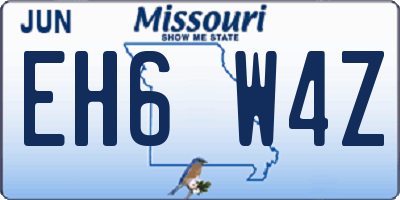MO license plate EH6W4Z