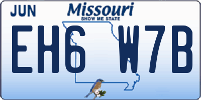 MO license plate EH6W7B