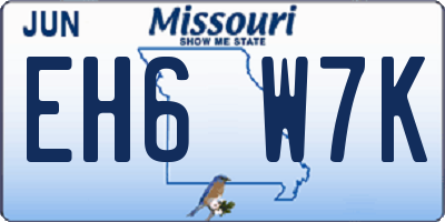MO license plate EH6W7K