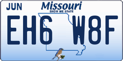 MO license plate EH6W8F