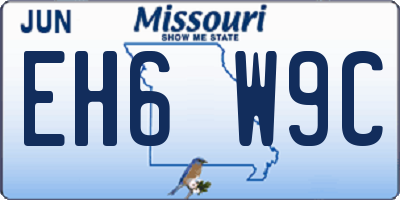 MO license plate EH6W9C