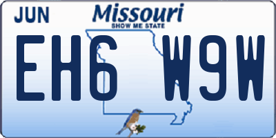 MO license plate EH6W9W
