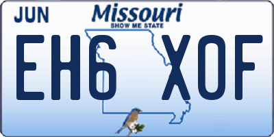 MO license plate EH6X0F