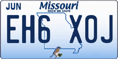 MO license plate EH6X0J