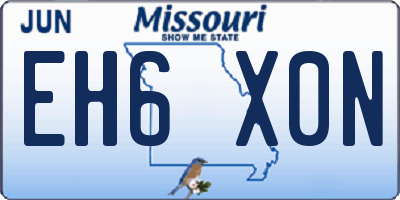 MO license plate EH6X0N