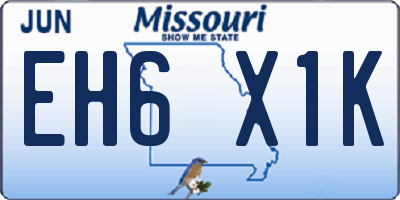 MO license plate EH6X1K
