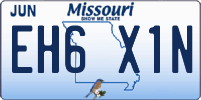MO license plate EH6X1N