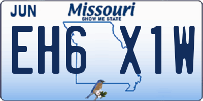 MO license plate EH6X1W