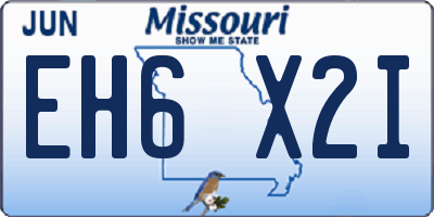 MO license plate EH6X2I