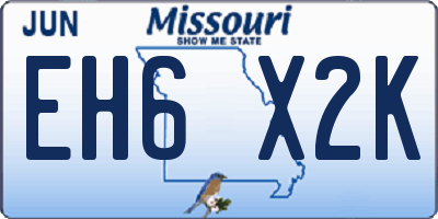 MO license plate EH6X2K