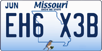 MO license plate EH6X3B