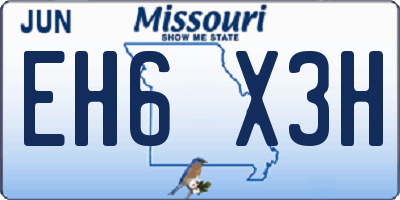 MO license plate EH6X3H