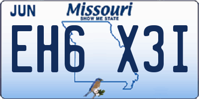 MO license plate EH6X3I