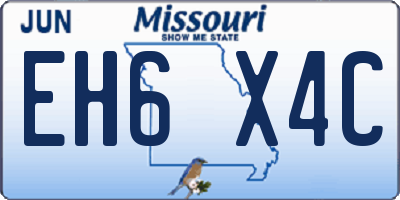 MO license plate EH6X4C