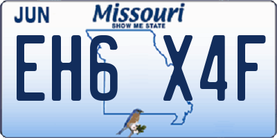 MO license plate EH6X4F