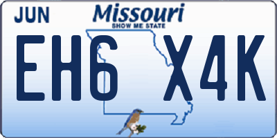 MO license plate EH6X4K