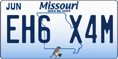 MO license plate EH6X4M